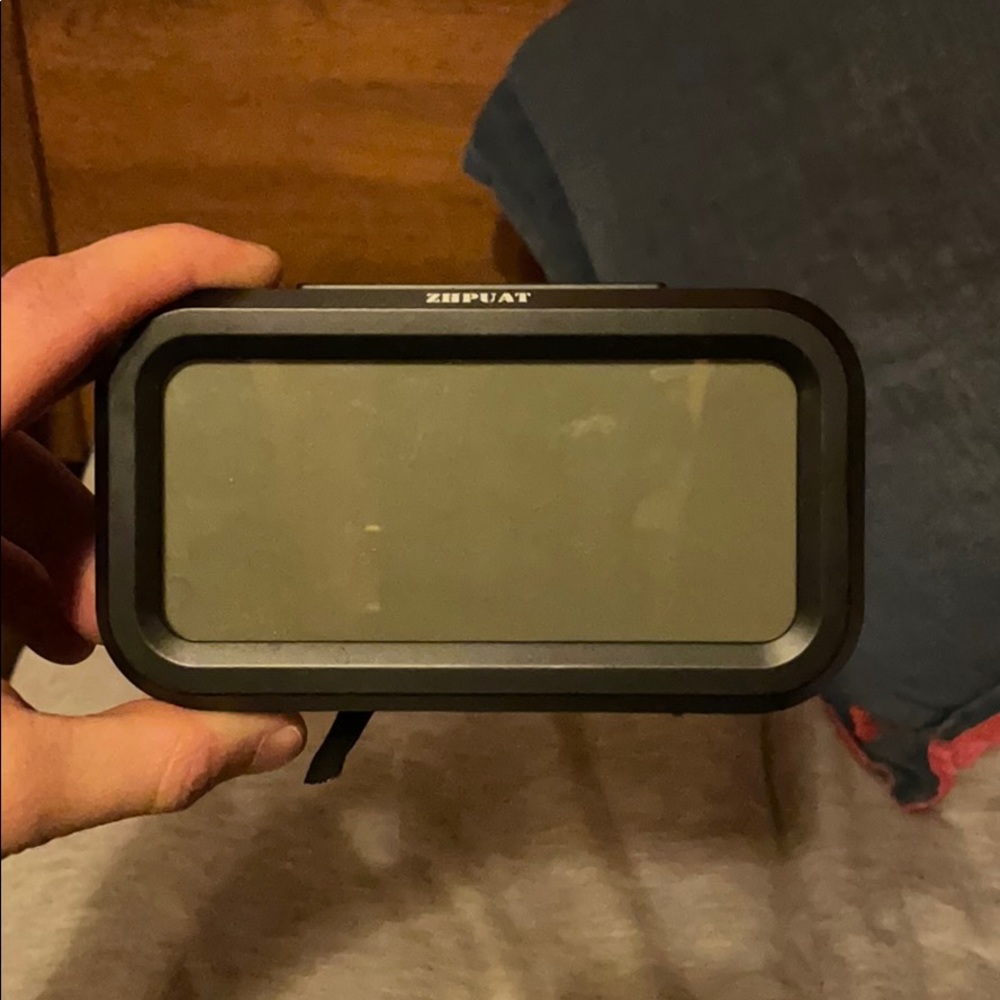 A battery powered alarm clock